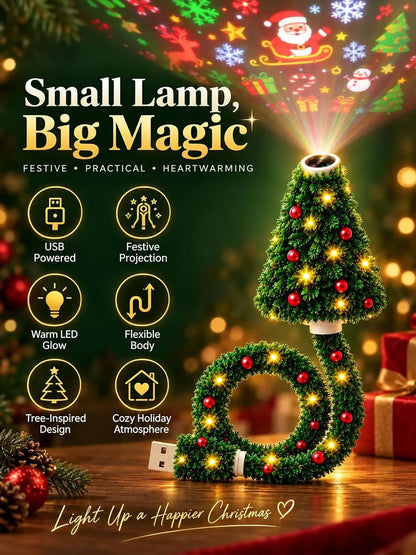 Party Plug and Play Christmas Tree Ceiling Projector, USB Flexible Tree Lamp 6 Festive Projection Scenes, Flexible Tree-Inspired