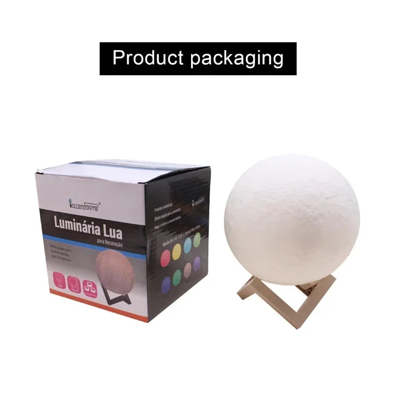 Moon Lamp LED Night Light Battery Powered With Stand Starry Lamp