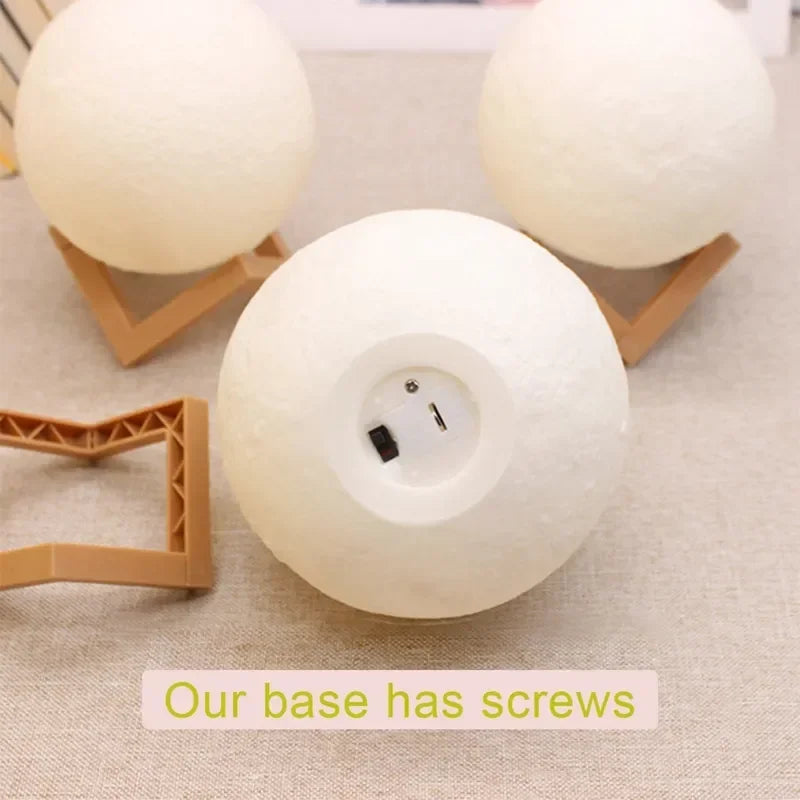 Moon Lamp LED Night Light Battery Powered With Stand Starry Lamp