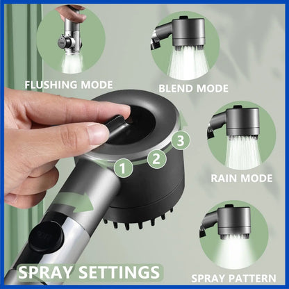 3 Modes Shower Head High Pressure Massage Showerhead Portable Filter Rainfall Faucet Tap Bathroom Bath Innovative Accessories