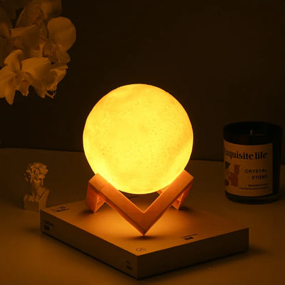 Moon Lamp LED Night Light Battery Powered With Stand Starry Lamp